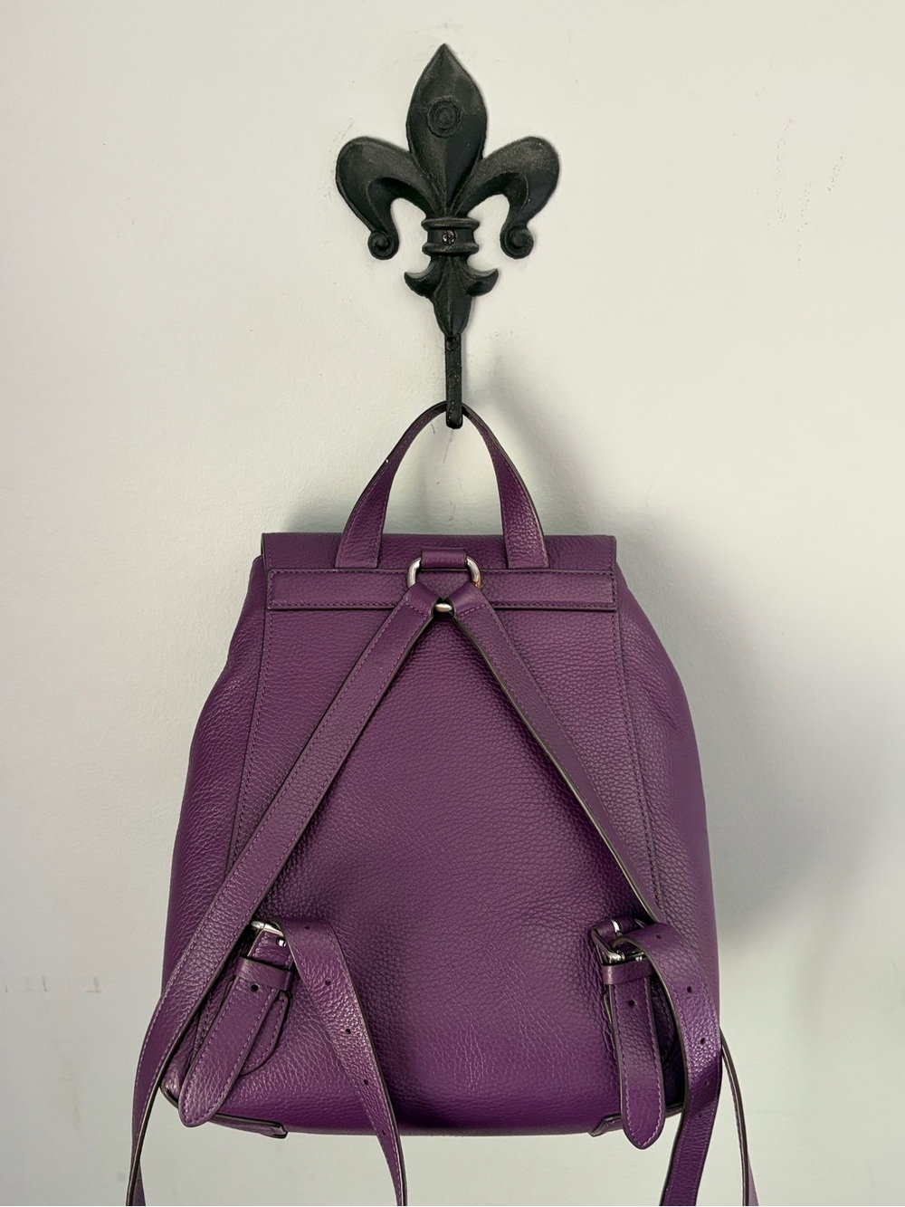 COACH Kleo Backpack Purple Pebble Leather/ Silver Hardware/ Adj Straps ~ C5648 - Picture 6 of 14